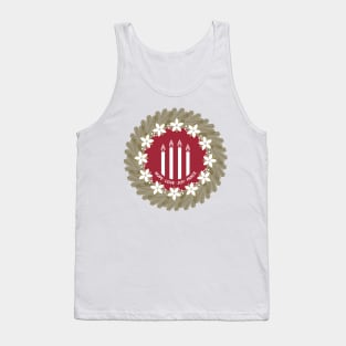 Four Advent candles lit in anticipation of the birth of Jesus Christ Tank Top